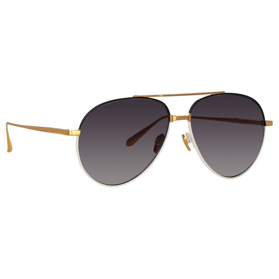 Sunglasses Linda Farrow | Marcelo Aviator Sunglasses In Black And Cream